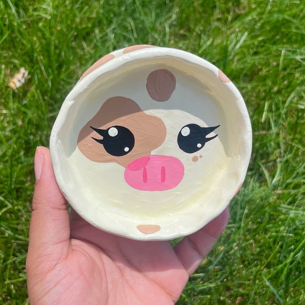 Handmade Cute Cow Trinket/Jewelry Dish